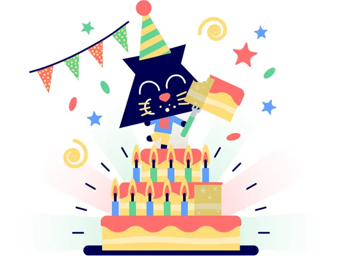 KidCat et son gâteau d'anniversaire